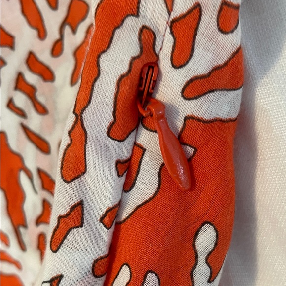 Tory Burch Coral Red and Cream Coral Pattern Tunic - Picture 11 of 11